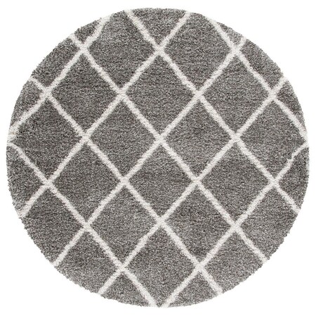 Safavieh 7 x 7 ft. Hudson Shag Power Loomed Round Area Rug; Grey & Ivory SGH222F-7R